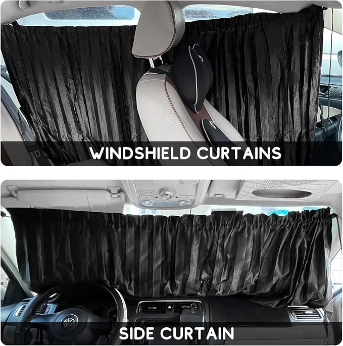 ZATOOTO Car Curtains - Divider Privacy Window Sun Shade - Side Windshield Magnetic Sunshades Covers - Travel Removable Simple