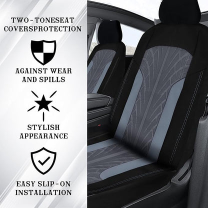 Car Seat Cover Full Set for Women with Floor Mats,3D Air Mesh Car Seat Cover with 5mm Composite Sponge Inside,Universal Fluffy Steering Wheel Cover, Accessories Full (Grey)