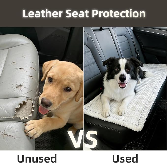 Dog Car Seat Cover, Pet Couch Covers for Car and Sofa, Non-Slip Backseat Pet Bed Mat, Machine Washable, Soft Plush Travel Seat Protector with Portable Storage Bag (White,23.6''×70'')