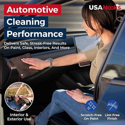 USANOOKS Premium 300GSM Microfiber Cleaning Cloth - 12.5"x12.5" High Performance - 1200 Washes, Ultra Absorbent Microfiber Towels for Cars Undercarriage, Rims & Engine Bay Cleaning - Microfiber Cloth