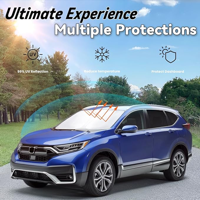 Windshield Sun Shade for Honda CRV 2017-2022 Accessories, Car Front Window Sun Visor & Heat Shield | 240T Sunshade Protection Blocks UV Rays Keep Your Car Cooler