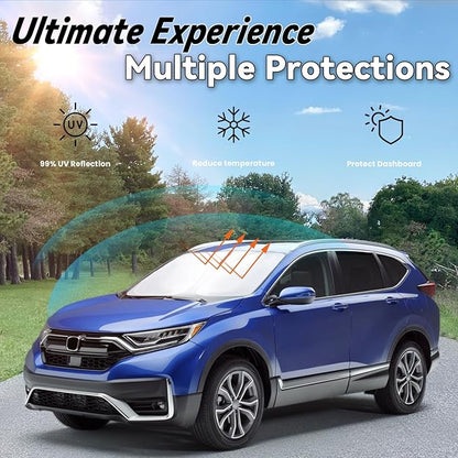 Windshield Sun Shade for Honda CRV 2017-2022 Accessories, Car Front Window Sun Visor & Heat Shield | 240T Sunshade Protection Blocks UV Rays Keep Your Car Cooler
