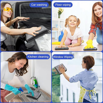 Tallew 12 Pcs Microfiber Towels for Cars, 800 GSM Plush Drying Cleaning Cloth Bulk, 16 x 16 Inch Thick Absorbent Wash Detailing Towels for Car Polishing, House, Kitchen Cleaning(Gray)