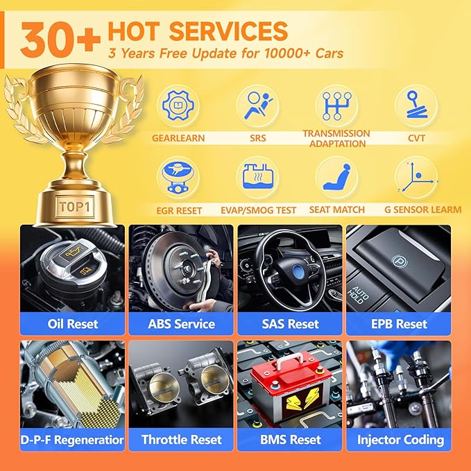 2026 FOXWELL Scanner NT809BT OBD2 Scanner Diagnostic Tool with 30+Resets, All System Bidirectional Scan Tool for All Vehicles, CAN-FD, FCA Autoauth, 3-Yr Free Update, AutoVIN, Wireless 65-Foot, Orange