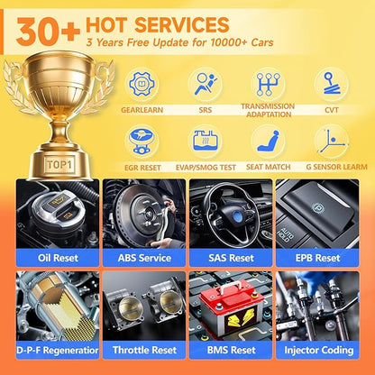 2026 FOXWELL Scanner NT809BT OBD2 Scanner Diagnostic Tool with 30+Resets, All System Bidirectional Scan Tool for All Vehicles, CAN-FD, FCA Autoauth, 3-Yr Free Update, AutoVIN, Wireless 65-Foot, Orange