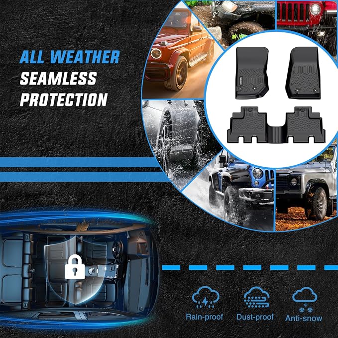 Nilight TPE Floor Mats for Jeep Wrangler JK Unlimited 4 Doors 2013 2014 2015 2016 2017 2018 (Not for JL&4XE),All Weather Custom Fit Heavy Duty Floor Liners