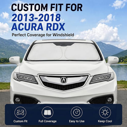 Custom Fit Windshield Sun Shade for Acura RDX 2013-2018 | Custom Fit Windshield Cover, Blocks UV Rays, Double-Layer Heat Shield, Durable Frame, Easy Fold & Storage