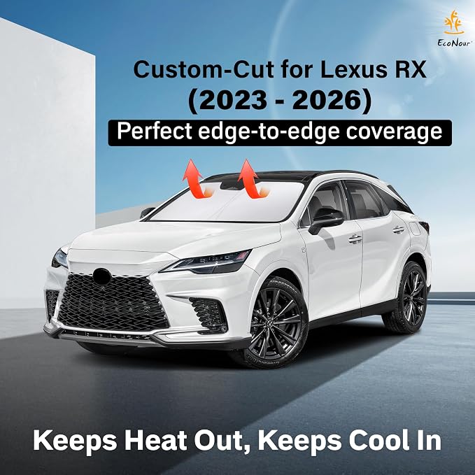 EcoNour Windshield Sunshade Compatible for Lexus RX 350 450h 2023-2024 2025 2026, Sun Visor for Front Windshield & Window Sun Shade Cover, UV Heat Blocker & Protector, Car Accessories