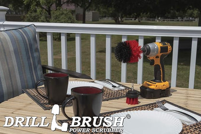 2 Piece Red Stiff Brush Cleaning Set - Outdoor Cleaning Brush Sets - Home Siding Cleaning Brush - Masonry Brick and Stone Cleaning Tools - Deck and Patio Scrubbers - Gutter Cleaning Outdoor Brush Set