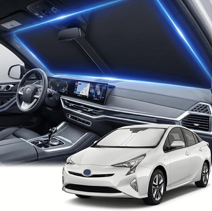 for Toyota Prius Windshield Sunshade 2016-2022, Front Window Sunshade Custom Fit Prius Hatchback Accessories Sun Visor Foldable Shade Blocks UV Rays Must Have Accessories (Not for PriusC or PriusV)