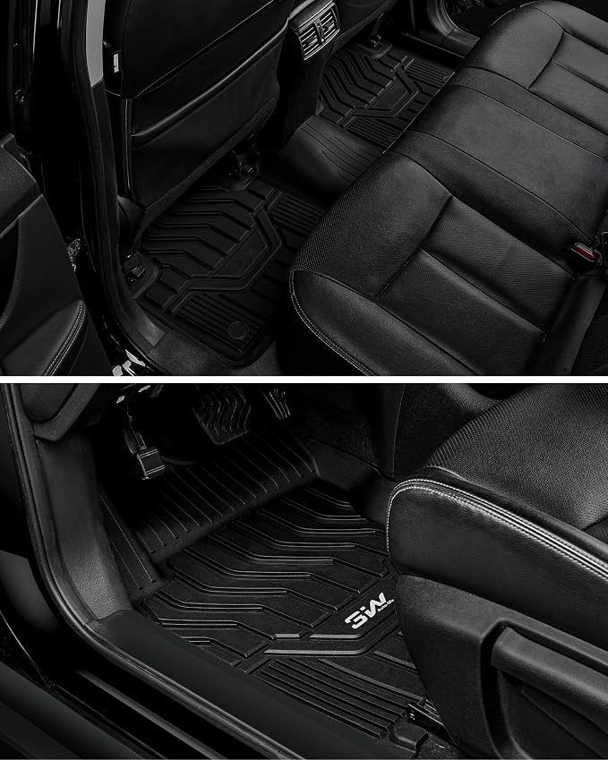 3W Floor Mats for 2021-2025 2026 Nissan Rogue Custom Fit TPE All Weather Rogue Floor Liner Full Set 1st & 2nd Row Car Mats - Black (NOT for Sport)