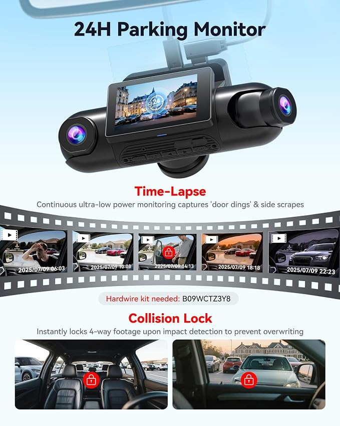 REDTIGER VP40 4 Channel 360° View Dash Cam, Dual STARVIS 2, 2.5K*2+1080P*2 Dashcam Front and Rear Inside Left Right, 5.8GHz WiFi, 8 IR Lights Night Vision, 4 Adjustable Lenses (No Card Included)
