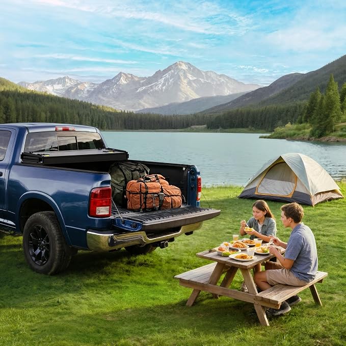 Hard Quad-Fold Truck Bed Tonneau Cover Fit for Dodge Ram 1500 2002-2023 (Classic Only), Fit for Dodge Ram 2500 3500 2003-2026, with 8 ft Bed Without Rambox