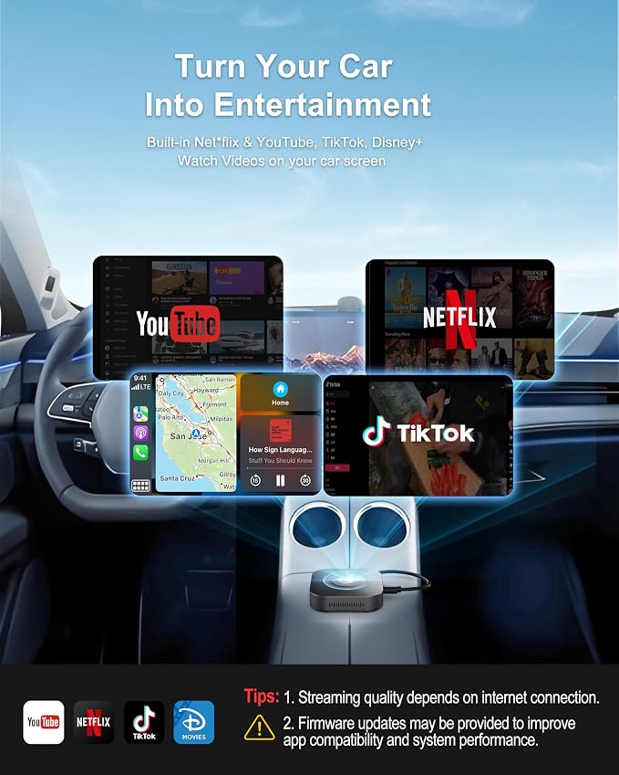Magic Box Wireless CarPlay Adapter, Upgraded CarPlay & Android Auto, Support USB Offline Media Strea*ming, Plug & Play, Watch YouTube On Car, Magic Box for Factory Wired Car Play
