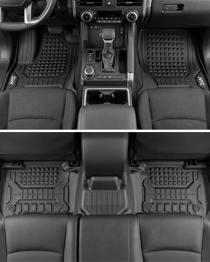 3W Floor Mats for Toyota 4Runner 2025 2026 5 Seats(Only fit Hybrid), All Weather TPE Custom Fit Floor Liner & Trunk Mat & 2nd Row Under Seat Mat & Backrest Mat for 4 Runner Full Set 7Pcs