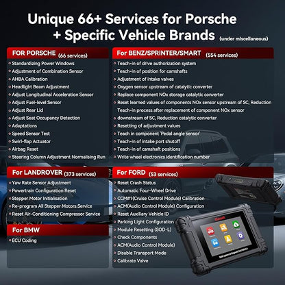 iCarsoft POR V4.0 Bidirectional Diagnostic Tool for Porsche + 2 Extra Car Brands, OBD2 Scanner with 1333 Test Items/ 29 Services (177 Subservices)/ 66 Extra Services/Battery Registration-Free Update