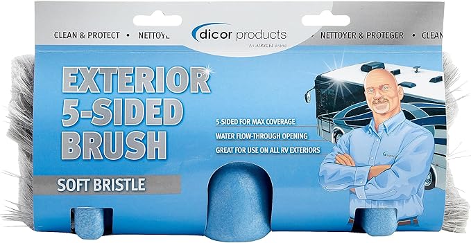 Dicor CP-SB125E Soft Bristle Exterior Wash Brush for Exterior RV Roof Cleaning and Maintenance