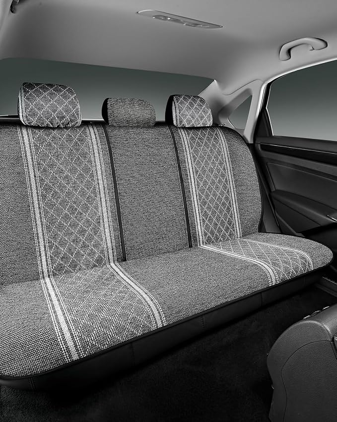 Road Comforts Baja Bench Seat Covers Grey Diamond Rear Blanket Seat Covers - Jacquard Fabric, Airbag Compatible, Universal Fits Car, Truck, SUV, and Vans