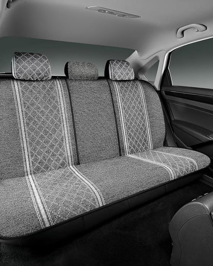 Road Comforts Baja Bench Seat Covers Grey Diamond Rear Blanket Seat Covers - Jacquard Fabric, Airbag Compatible, Universal Fits Car, Truck, SUV, and Vans