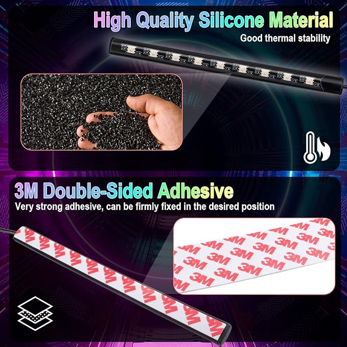 BFXM Car Interior Lights, Car Accessories Interior, 12V LED Strip Lights with Cigarette Lighter Adapter, Ambient Lighting Car, App & Remote Control Music Sync Color Change Lights for Truck Car Decor