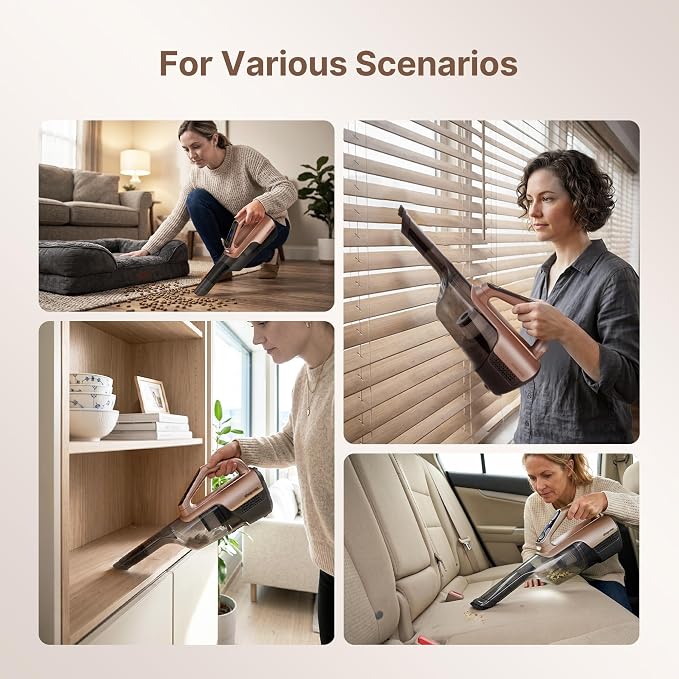 Shop-Vac S2 12V Handheld Vacuum Cordless, Dual-Speed Powerful Portable Car Vacuum Rechargeable, Wall-Mounted Lightweight Hand Vacuum for Home & Car, LED Light, HEPA Filter, Champagne Gold