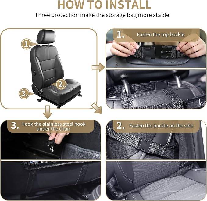 LUCMO Car Backseat Organizer with Touch Screen Tablet Holder-2 Pcs,9 Storage Pockets Car Storage Organizer Protectors Kick Mats Travel Accessories for Kids-Light Blue