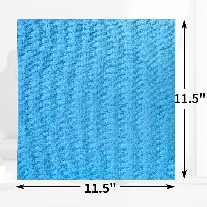 Microfiber Cleaning Cloth, 200 Pack Blue Cleaning Rags Microfiber Towel Bulk Absorbent Lint-Free Wash Cloths, All-Purpose Towels for Cars, Shop, Automotive, Garage, Home & Kitchen