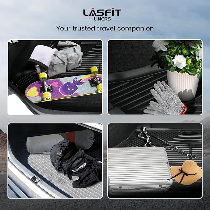 LASFIT Cargo Mat for Kia EV6 2024 2023 2022, All Weather TPE Custom Fit Easy Clean Car Trunk Mat for Kia EV6 2022-2024 Cargo Liner, Black