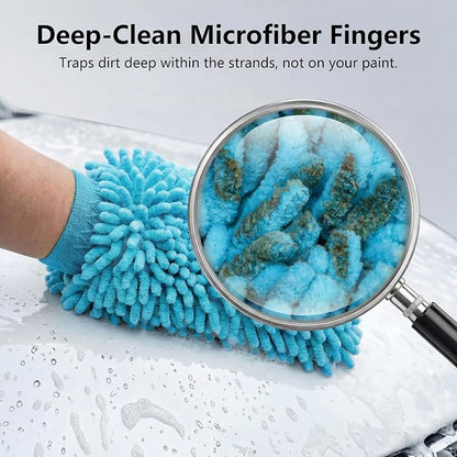 Car Wash Mitt,Detailing Ultra-Soft Chenille Microfiber Auto Gloves,Scratch-Free&Lint-Free,Safe for Trucks,SUVs, RVs&More