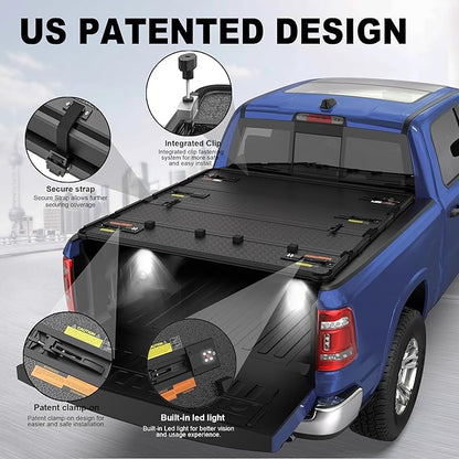 KUIPERAUTO 5.7FT Hard Quad Truck Tonneau Cover Compatible with 2009-2026 Dodge Ram 1500 Inclu. Classic & New Body (w/o Ram Box) 5.7 FT Bed On Top 67.4 inch Aluminum Bed Cover