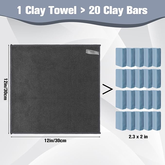 Clay Towel 12 x 12 Inch, Gray Clay Bar Towel for Auto Detailing Microfiber Car Cloth Cleaner Automotive for Car Detailing
