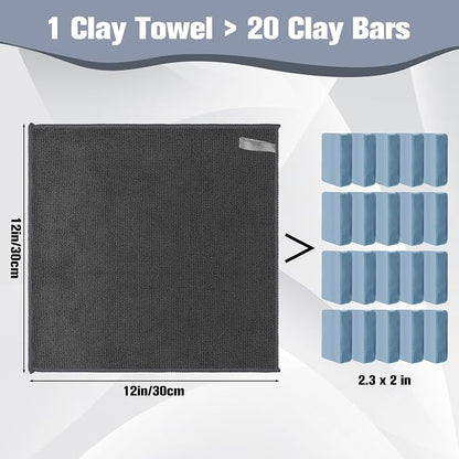 Clay Towel 12 x 12 Inch, Gray Clay Bar Towel for Auto Detailing Microfiber Car Cloth Cleaner Automotive for Car Detailing