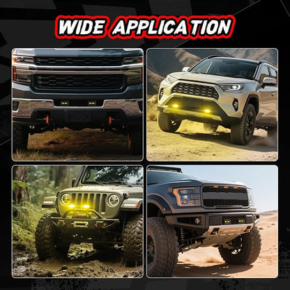 SAE Fog Lights Yellow 3 Inch LED Pod Light Bar Street Legal DOT Approved Off Road Driving Light Cube 2PCS Bumper Fog Lights For Truck Pickup Motorcycle ATV UTV Boat