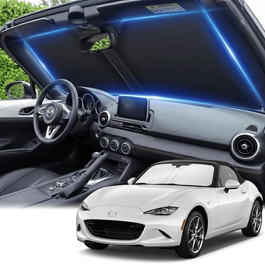 for Mazda MX5 Miata Windshield Sun Shade 2016-2026 Sunshade Front Window Shade Custom Fit MX-5 Miata Accessories Sun Visor Foldable Shade Blocks UV Rays Accessories