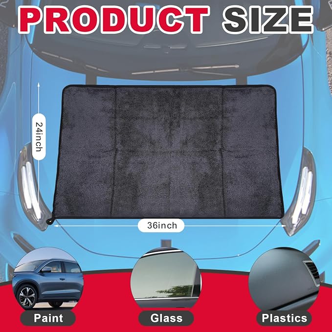 Microfiber Cleaning Cloth, 36"x 24" Extra Large Microfiber Towels, Ultra Absorbent Car Washing Towels, Reusable Lint Free Streak Free Cleaning Rags for Car, Kitchen, and Window, 1300 Washes