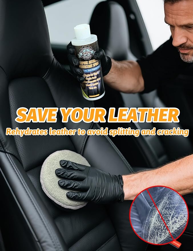 Kingvo Ceramic Spray Coating for Cars, Car Leather Conditioner Automotive Clear Coat Detail Spray Polishing Kit Leather Care Products