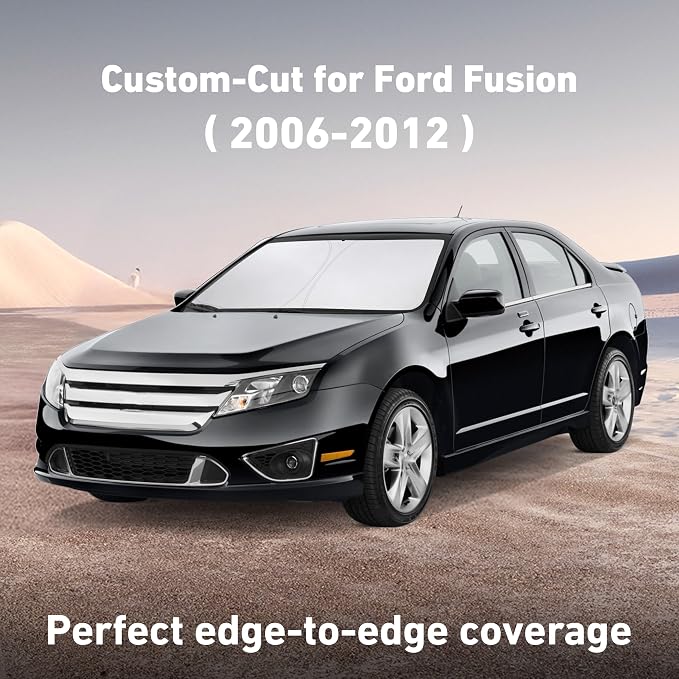 EcoNour Windshield Sunshade Compatible for Ford Fusion 2006-2010 2011 2012, Sun Visor for Front Windshield & Window Sun Shade Cover, UV Heat Blocker & Protector, Car Accessories