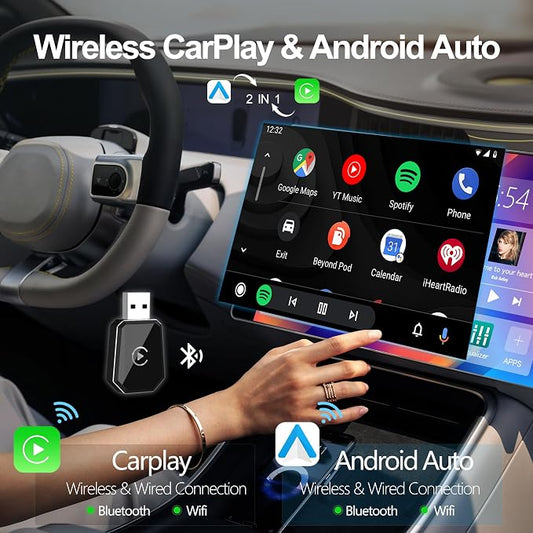 Wireless Carplay Adapter, Android Auto Adapter Plug and Play 2025 Carplay, Convert Wired to Wireless Supports Car Original Control, Mini Car Play Box for Cars