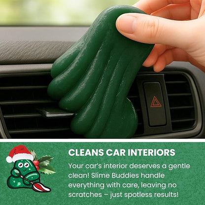Slime Buddies Car Cleaning Gel Putty - Pine Scented Interior Detailing Tool for Cup Holders, Air Vents & Keyboard - Reusable Auto Detailing Accessories - Dust Remover Goop