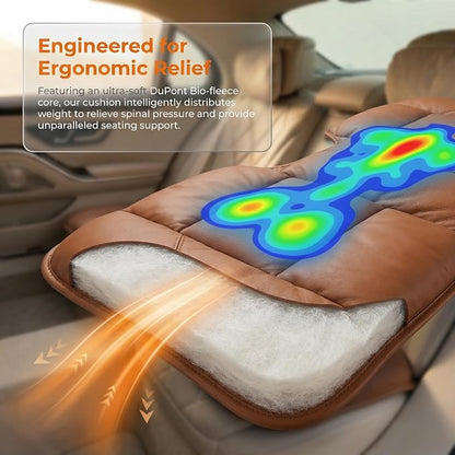 A leather rear seat cushion specially designed for cars - made by hand - can relieve pain in the buttocks, pressure points, and sciatic nerve. | Rear seat cover (Red Flag Brown, Rear Seat Cushion)