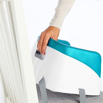 Ingenuity SmartClean Toddler Booster Seat for Dining Table with 3-Point Harness Straps, Peacock Blue