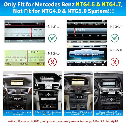Road Top Wireless CarPlay Interface Decoder for Mercedes-Benz NTG4.5/4.7 | For E-Class W212 E Coupe C207 2012-2015, NTG4.5/4.7, Support Wireless Carplay, Android Auto, MirrorLink