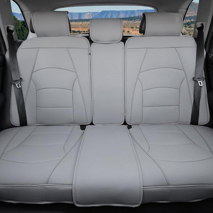 FH Group Car Seat Cover for Back Seat Solid Gray Faux Leather - Universal Fit, Rear Seat Covers for Cars with Rear Split Bench, Car Seat Cushions, Car Interior Accessories for SUV, Sedan, Van