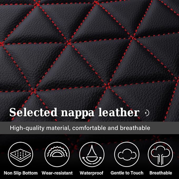 Coverado Seat Covers for Dodge Ram, Waterproof Front Car Seat Covers for Truck Compatible with 2002-2026 Dodge Ram 1500 2500 3500 Crew Double Mega Quad Cab(Red)