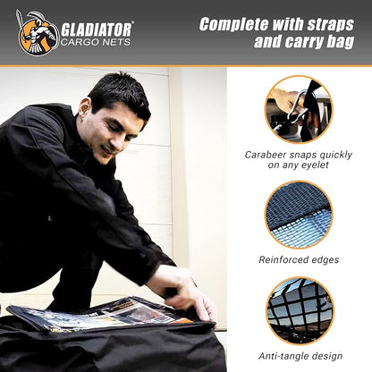 Gladiator Cargo Nets - Heavy Duty Cargo Net - ATV/Quad/Plane/RV (GAT-100) 2.5' x 3'