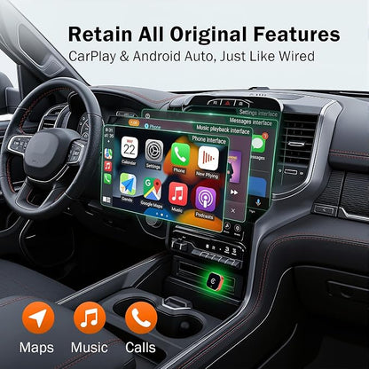 Wireless CarPlay Adapter for iPhone & Android Auto Adapter, Convert Wired to Wireless CarPlay Dongle,Dual-Band 5.8G WiFi+Bluetooth 5.4, Plug&Play, Compatible iOS10+ & Android11+ (1)