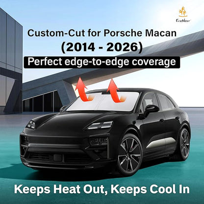 EcoNour Windshield Sunshade Compatible for Porsche Macan 2014-2024 2025 2026, Sun Visor for Front Windshield & Window Sun Shade Cover, UV Heat Blocker & Protector, Car Accessories