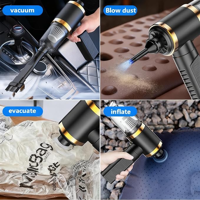 Car Vacuum Portable Cordless,Car Vacuum Cleaner high Power, Home Handheld Vacuum 30Mins with battery,Black Vacuum Cordless 5000mAh,Small Handheld Vacuum for Car, Home, Pet Cleaning,Office.(Black)