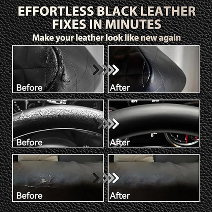 Black Leather Repair Kit for Furniture, Leather Couch Repair Kit for Car Interiors, Seats, Steering Wheel, Sofa, Shoes, Restore Leather Scratch, Tears & Burn Hole with Easy Instructions