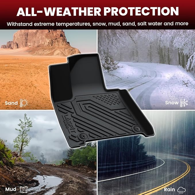 Lasfit Floor Mats & Backrest Mats & Cargo Mat for Hyundai Santa Fe Gas 2026 2025 2024 (Not Fit Hybrid), All Weather TPE Custom Fit Floor Liners for Santa Fe Full Set Car Mats Accessories, Black
